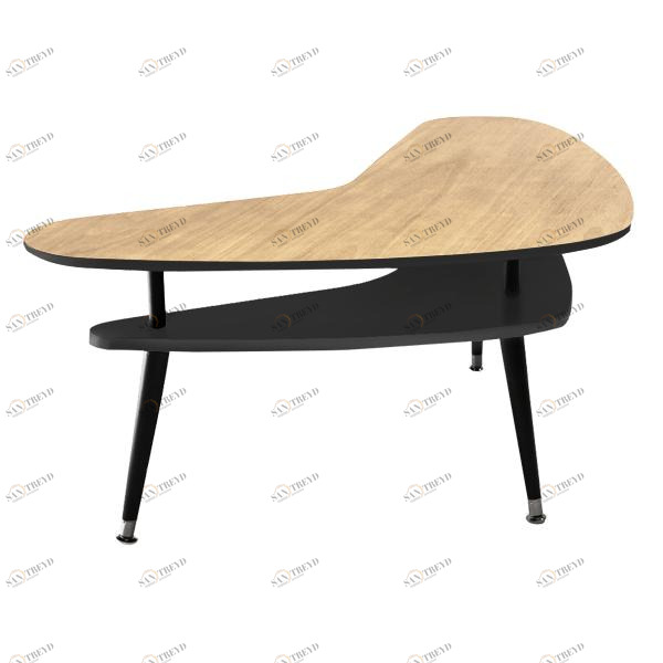 Журнальный столик с темно-серой полкой "Бумеранг" WOODI  00-3966527 Беленый дуб;бежевый;серый 