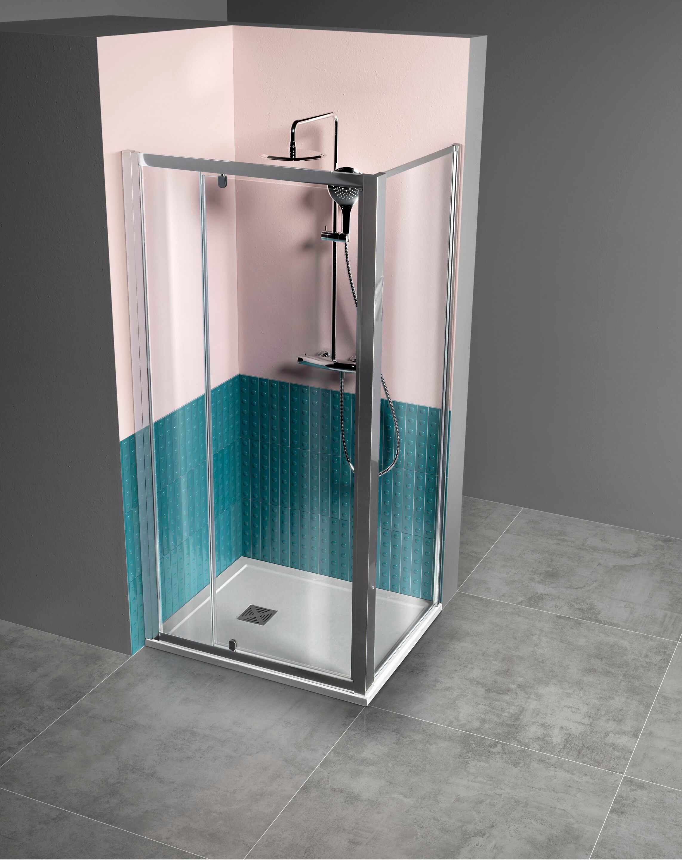 Алюминиевая и стеклянная угловая душевая кабина с распашной дверью TAMANACO FPB40 ARCH-00045822 - Вид №1