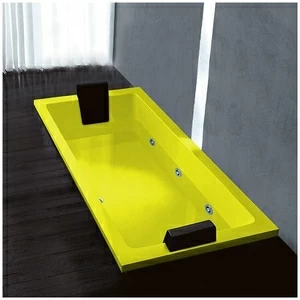 Ванна Gruppo treesse Quadra 180 V078B-SX-Z жёлтая с гидромассажем  и дезинфекцией прямоугольная встроенная левая