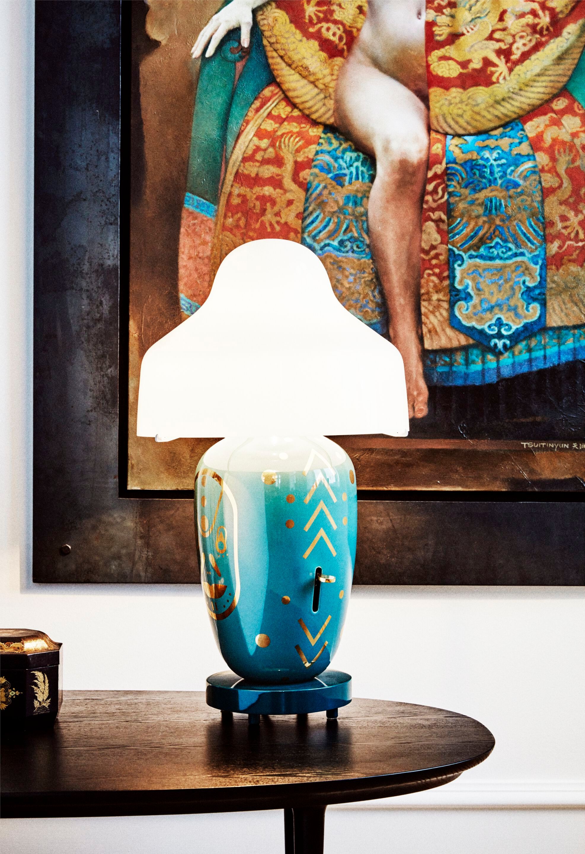 Керамическая и выдувная стеклянная настольная лампа с диммером PARACHILNA Chinoz ARCH-00004625 - Вид №9