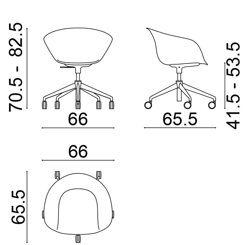 5-спицевое частично покрытое кресло с колесами Arper Duna 02 ARCH-00136880 - Вид №6
