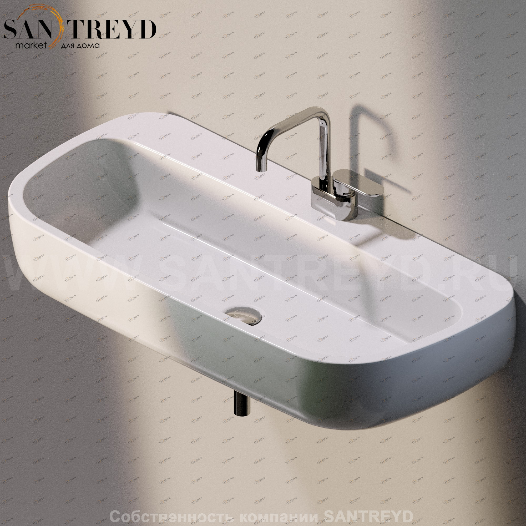 MN100L9016 Подвесная раковина настенная прямоугольная Ceramica Flaminia Mono белая