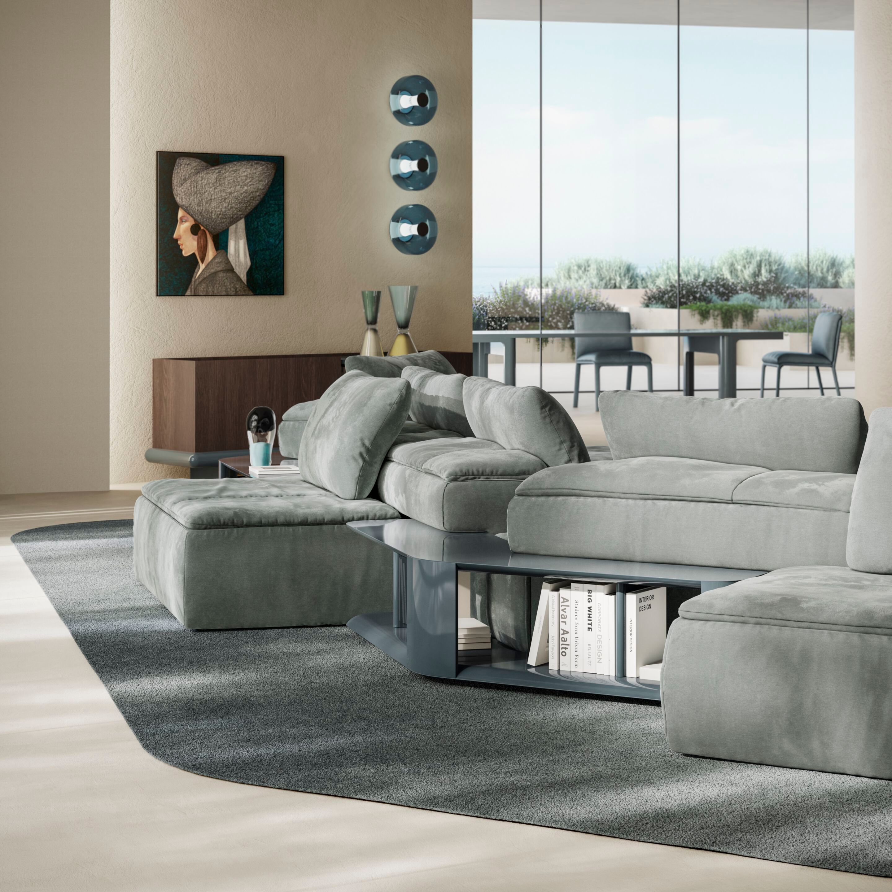 Модульный кожаный двухсторонний диван Natuzzi Italia Amama ARCH-00030607 - Вид №3