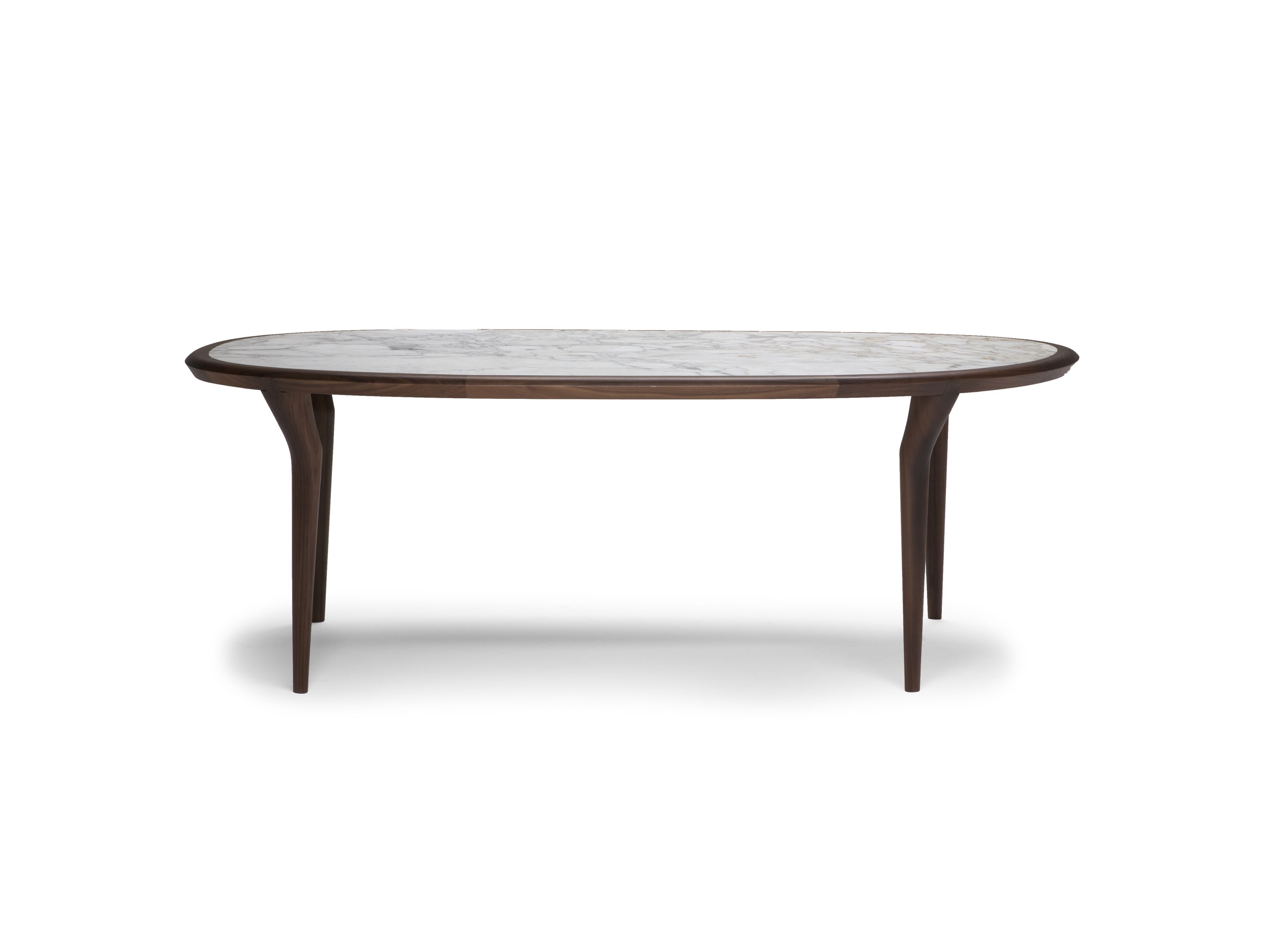Овальный стол с мраморным верхом и основанием из грецкого ореха Natuzzi Italia пышная ARCH-00096292 - Вид №2