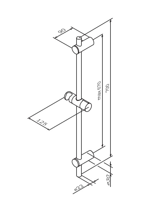 F0390000 душевая штанга хром шт. AM.PM Gem - Вид №2