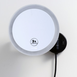 K-1004BLACK Зеркало с LED-подсветкой, 3-х кратным увеличением WasserKRAFT