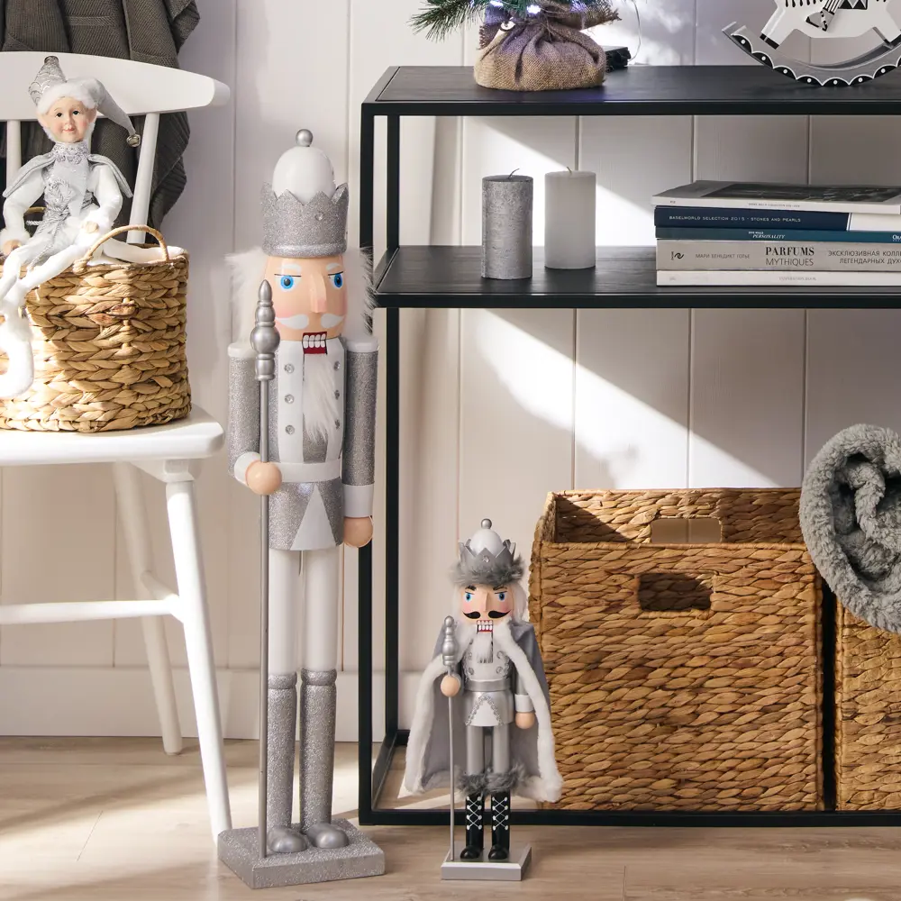 89369002 Декоративная фигура Щелкунчик деревянный 37x10 см серебристый STLM-1390467 Santreyd Christmas - Вид №6