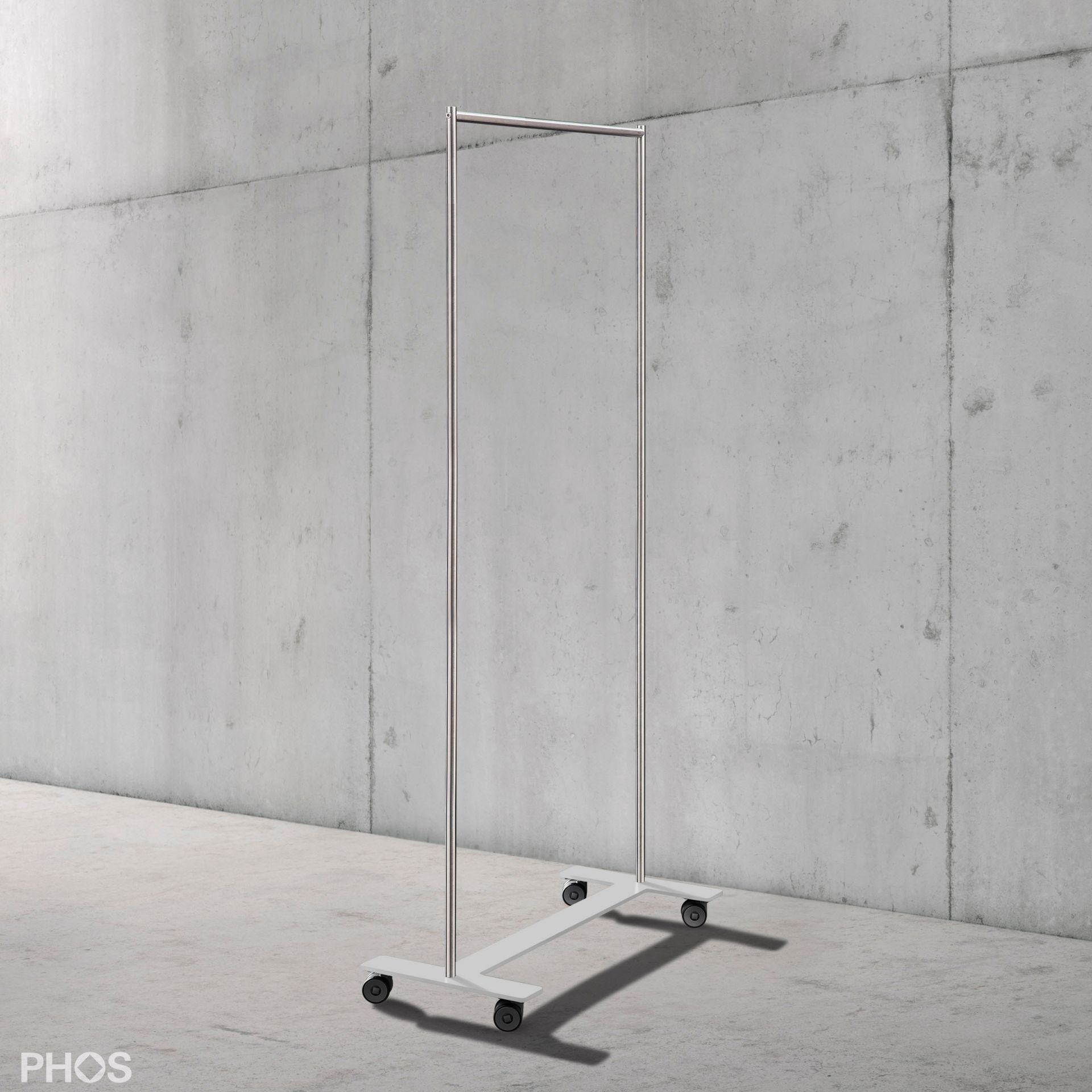 GWT1-BPW Шкаф на колесиках с платяной штангой, основание: белое. PHOS 