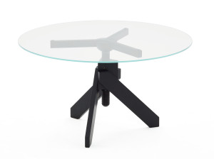 Круглый стол из дерева и стекла