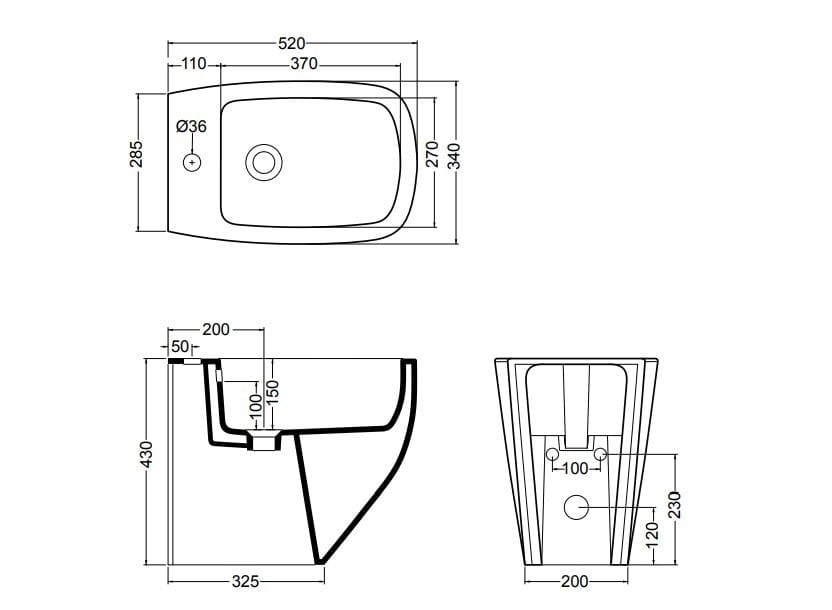 Напольное керамическое биде с переливом Axa White Jam ARCH-00128462 - Вид №7