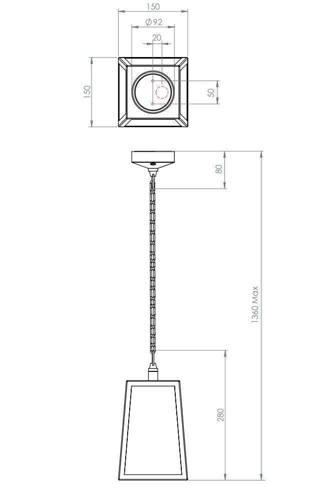 Открытый стальной и стеклянный подвесной светильник Astro Lighting Calvi ARCH-00055202 - Вид №5