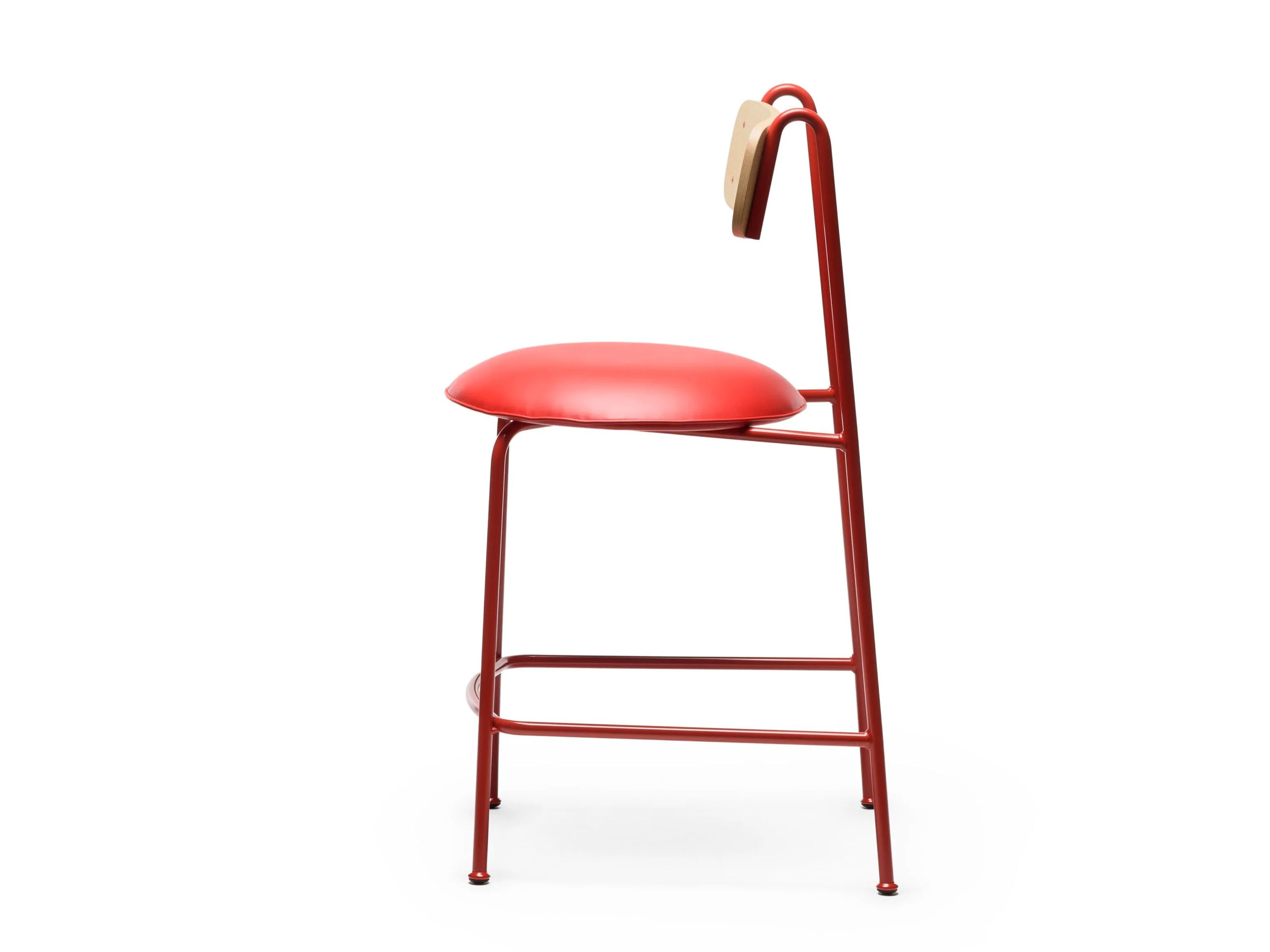 Окрашенный металлический табурет со встроенной подушкой из искусственной кожи и спинкой CHAIRS & MORE Lena ARCH-00048550 - Вид №5