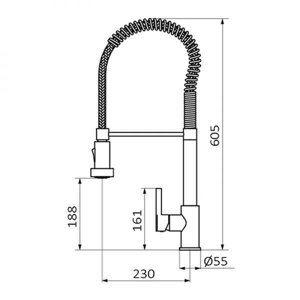 990500 BASIC/PREMIUM Полу-Профессиональный носиком Вечной Смеситель для мойки Хром GRB MIXERS  - Вид №1