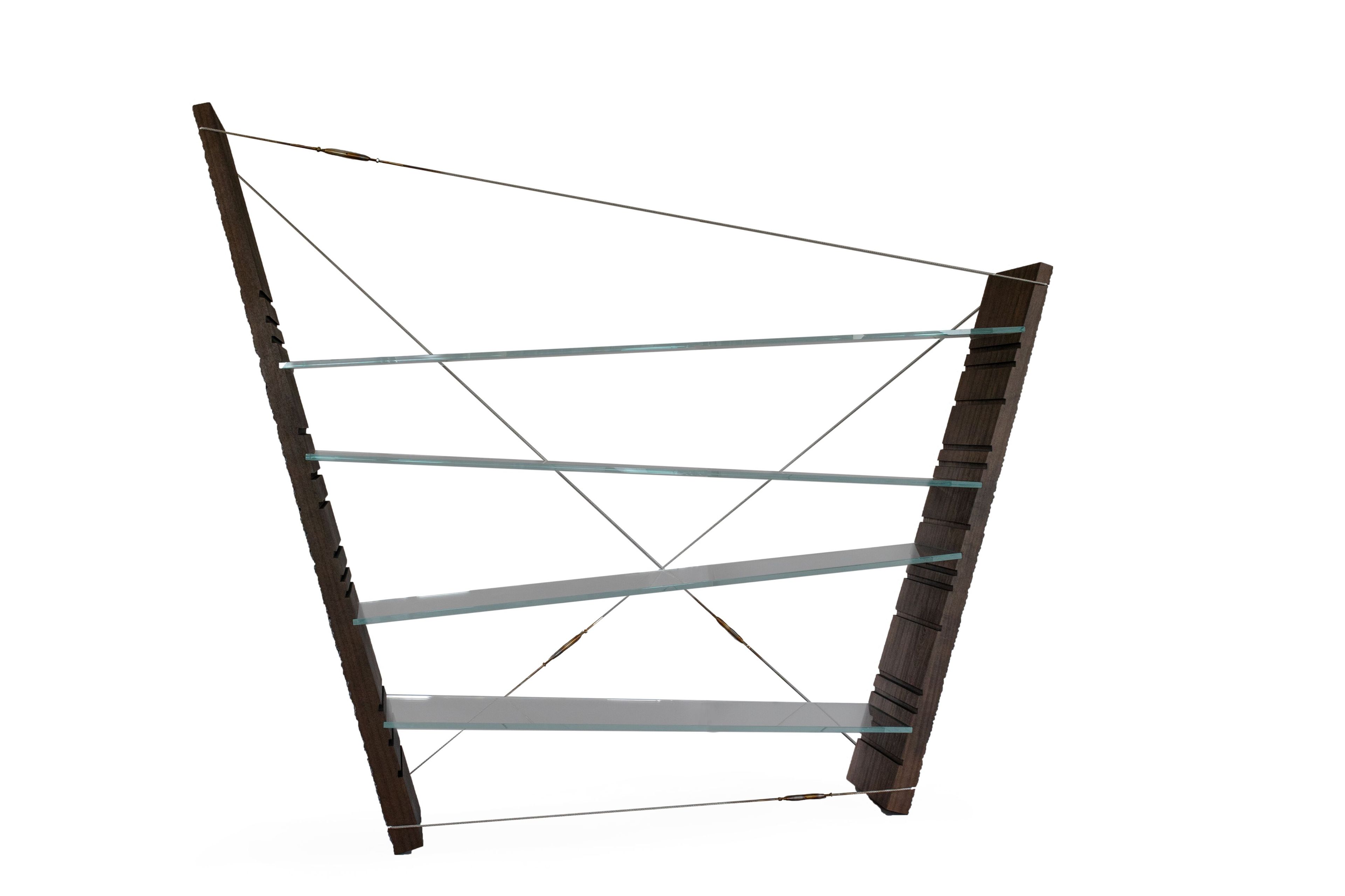 Самонесущая деревянная и стеклянная полка alcarol Geomorphic 2023 ARCH-00049065 - Вид №3