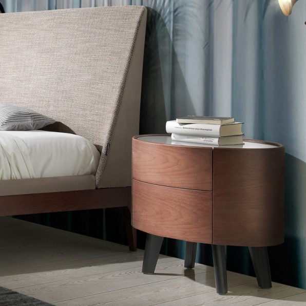 Тумбочка прикроватная овальная шпон ореха Doro ANGEL CERDA  241845 Коричневый  - Вид №2