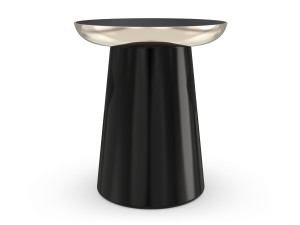 Высокий круглый журнальный столик из зеркального стекла