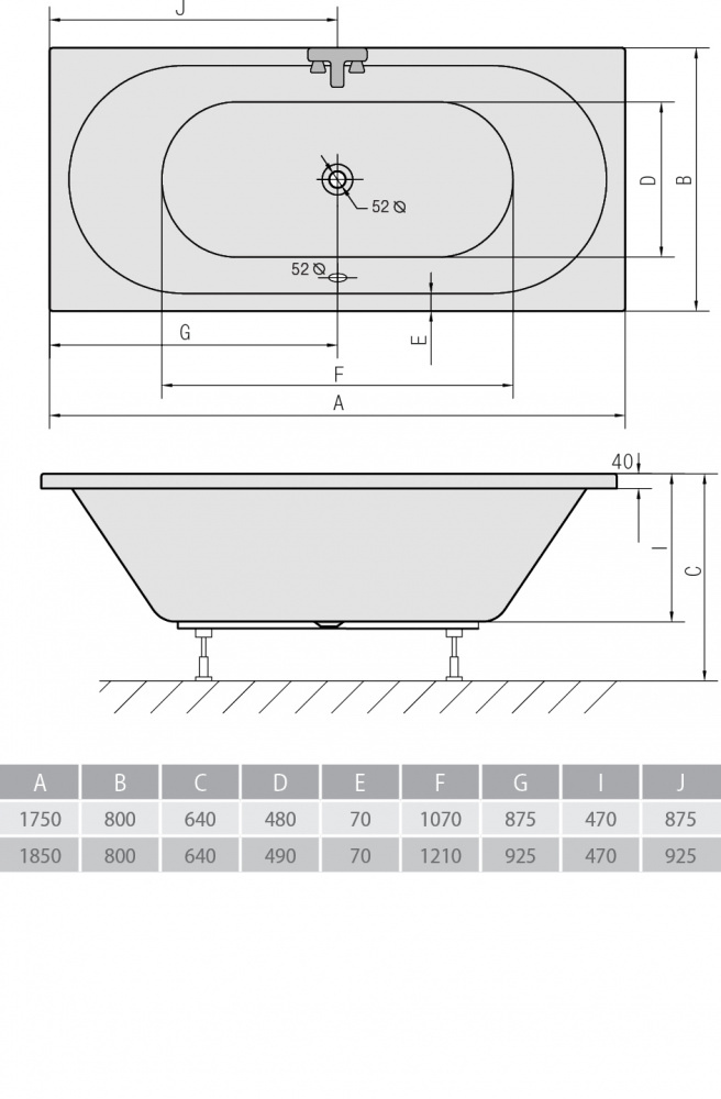 Акриловая ванна ALPEN Viva B 185 71968 - Вид №2