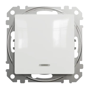 Выключатель встраиваемый Systeme Electric Sedna Design 1 клавиша с подсветкой, цвет белый