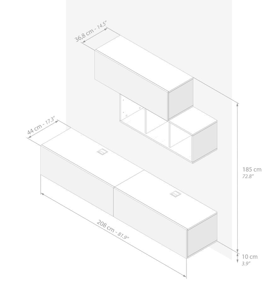 Модульная оборудованная стена установленная стеной в меламинированном Mobili Fiver Easy ARCH-00044646 - Вид №69
