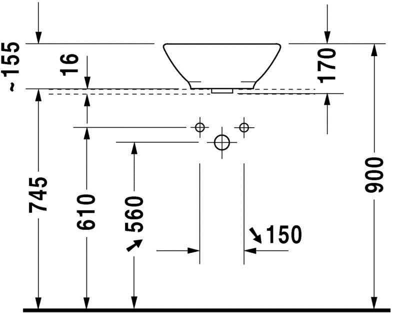 032542 Накладная раковина на столешницу  овальная Duravit Bacino - Вид №6