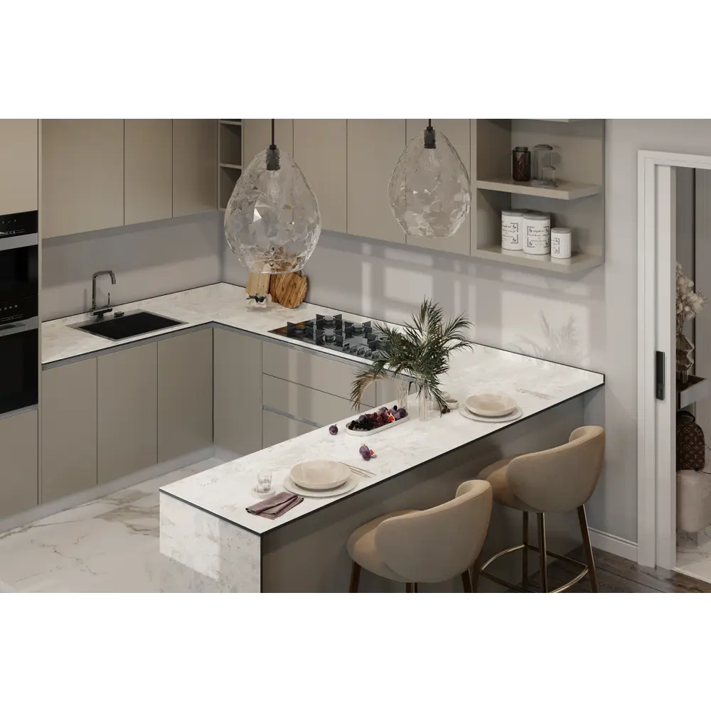 ALTERNATIVE Столешница кухонная Гессо с мраморным рисунком 300×60 см 89406675 STLM-1572040 - Вид №6