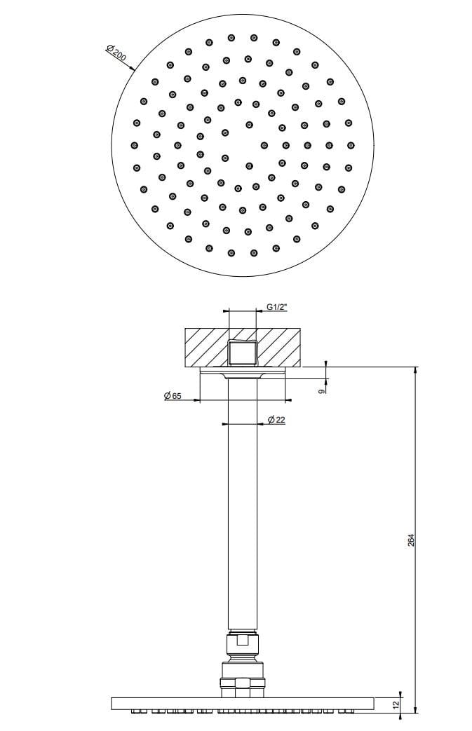 Хромированная латунная круглая регулируемая потолочная душевая головка Gessi гравированный ARCH-00152439 - Вид №4