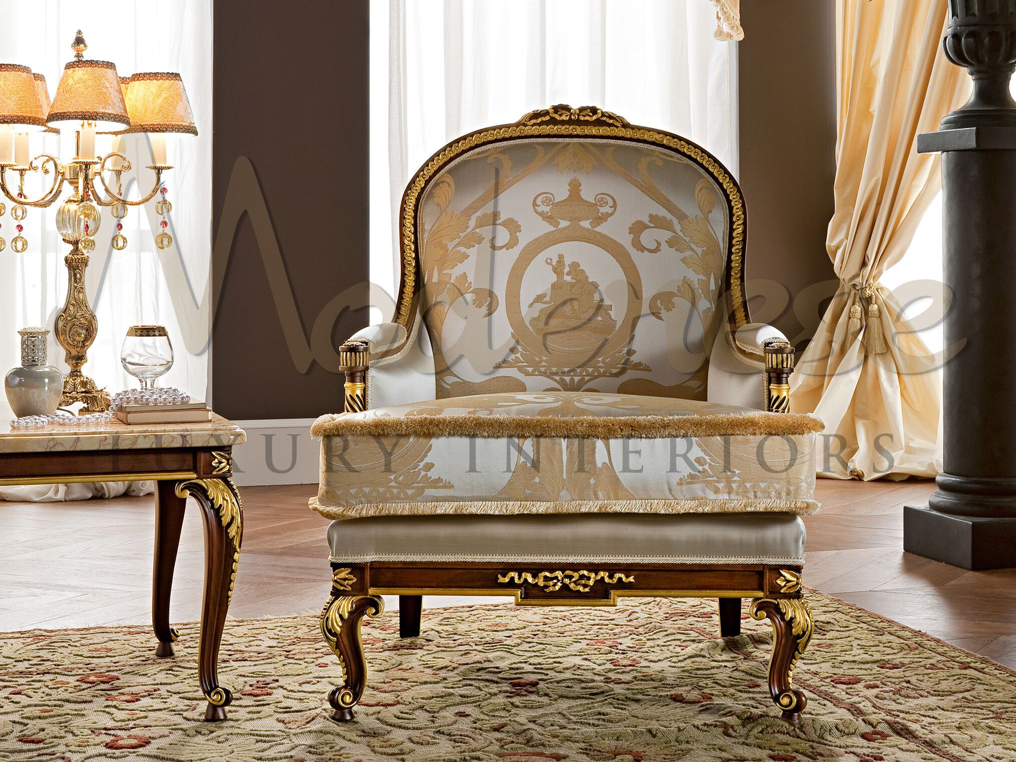 Тканевое кресло с подлокотниками Modenese Luxury Interiors Imperial ARCH-00015174