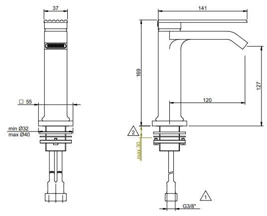 Латунный однорычажный смеситель для раковины Rubinetterie Treemme ARCH-00127090 - Вид №3