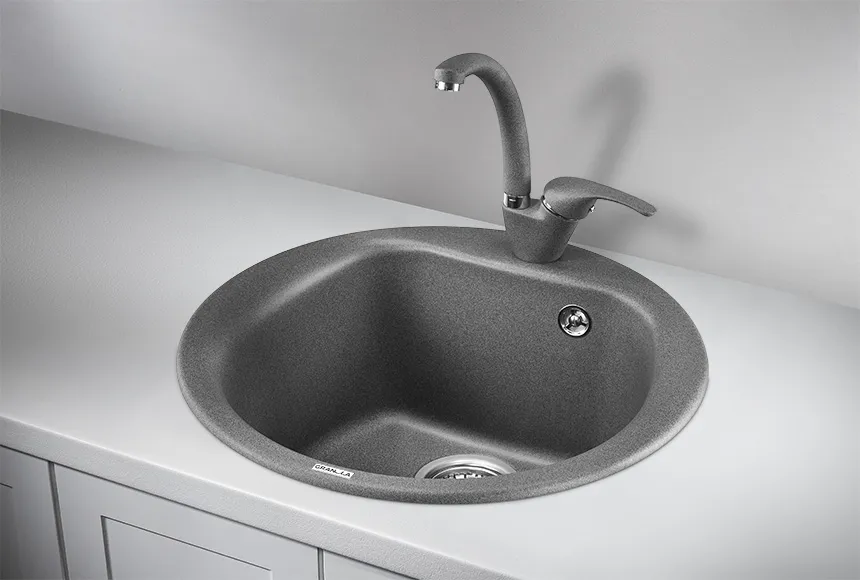 5101, ГРАФИТ (ЧЁРНО-СЕРЫЙ), кухонная мойка, кварц GRANULA 5101-ST45
