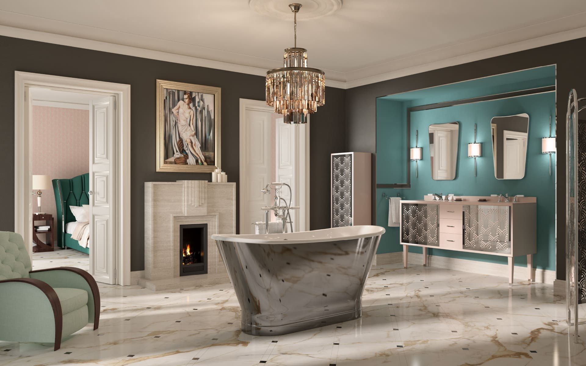 Деревянный напольный умывальник с ящиками Park Avenue CORA 3A ARCH-00127422 - Вид №4