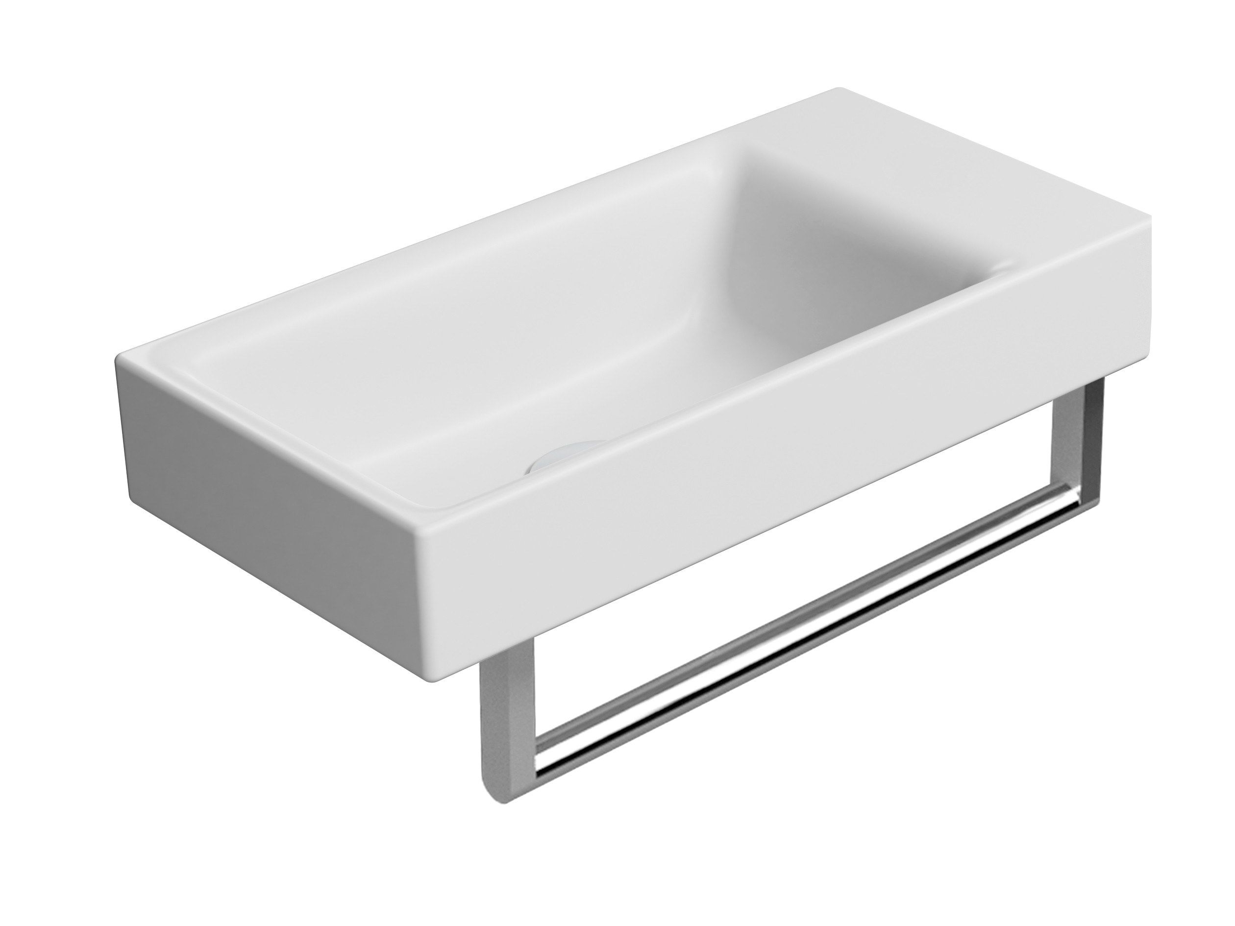 Керамическая подвесная прямоугольная ручная мойка с держателем для полотенец GSI ceramica Nubes ARCH-00135837 - Вид №4