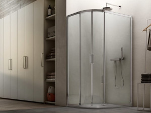 Стеклянная полукруглая душевая кабина с раздвижной дверью