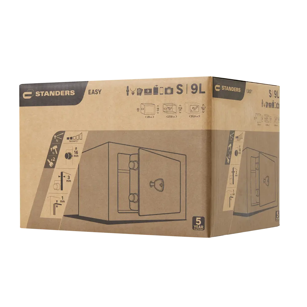 Сейф Standers 9/10 л с ключевым замком 28x18x20 см сталь 85155290 STLM-2195224  - Вид №5