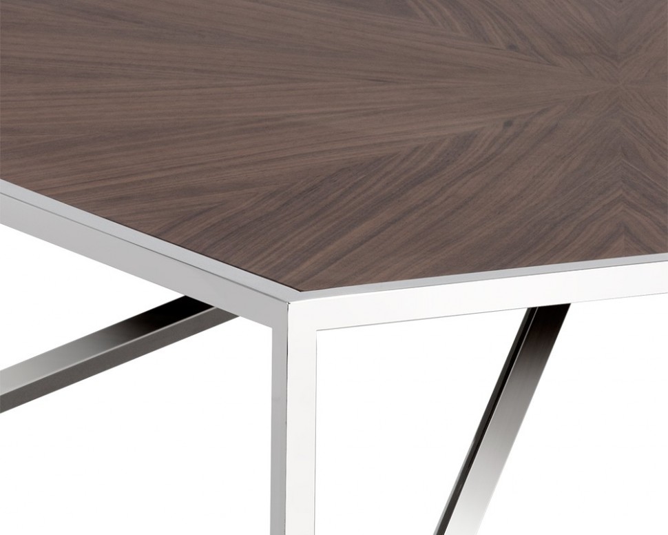 Журнальный столик квадратный хром с коричневым топом 100 см Rays ICON DESIGNE  178131 Коричневый  - Вид №2