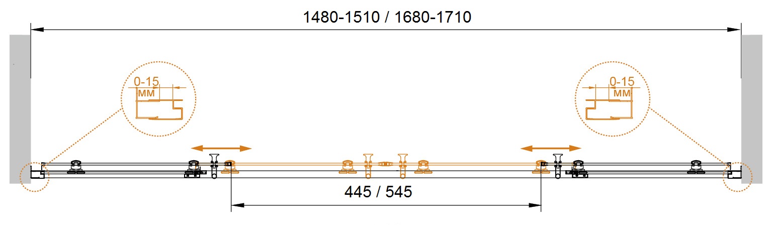 ECO-O-VF-2-170/145-P-Cr Душевое ограждения на борт вынны Cezares Китай - Вид №2