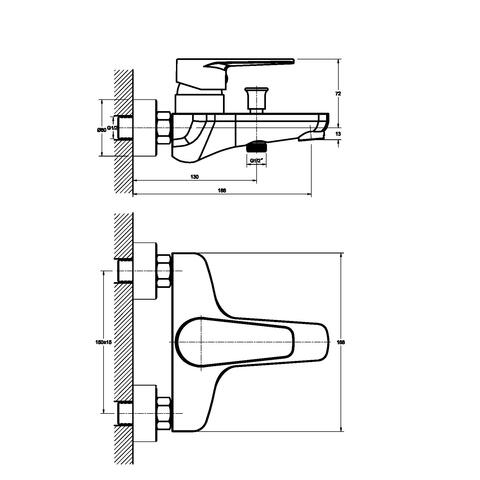 Orange Flipo M23-100cr однорычажный ванно-душевой смеситель Белый sun-id-1516810 - Вид №1