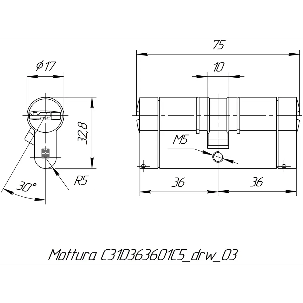 Цилиндр Mottura Champions 31 C31D363601C5, 31x10x31 мм, ключ/ключ, цвет матовый никель STLM-2120054 - Вид №4