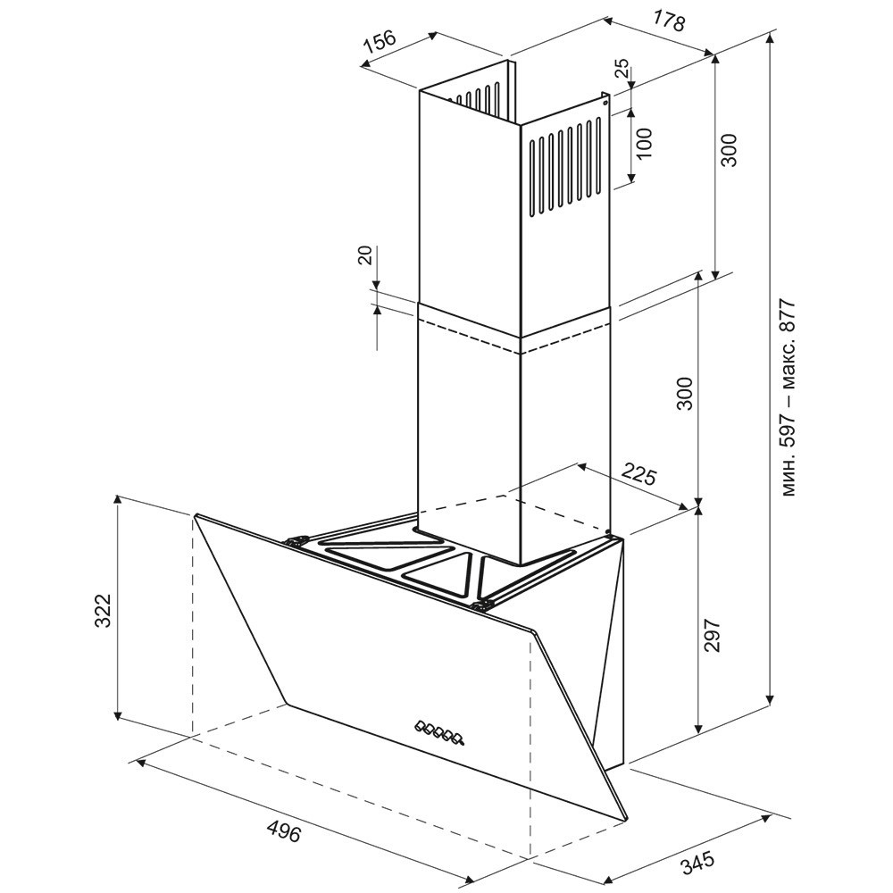 5316739 Вытяжка наклонная KRONA GABRIELE 500 PB белый STDN-0039455 - Вид №11