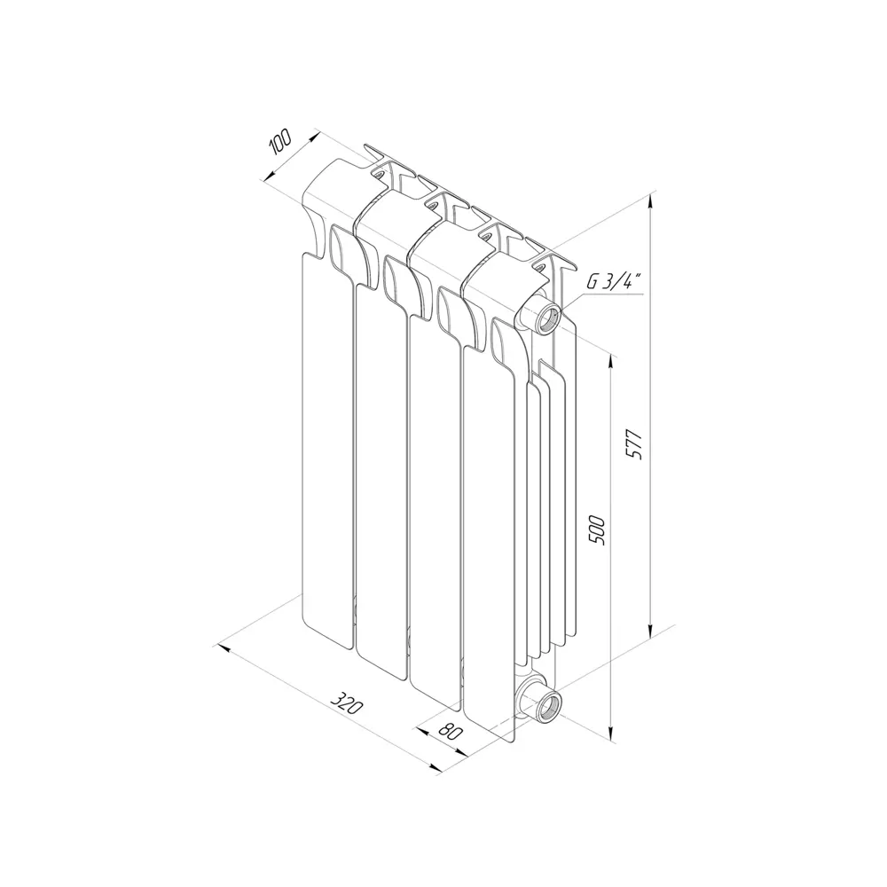 Радиатор секционный Rifar Monolit M50004RAL5024 500/100 4 секции боковое подключение биметалл голубой 82560828 STLM-2209880 - Вид №6