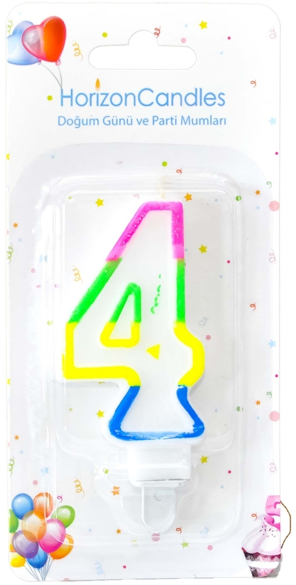 91017922 Свеча Horizon Candles для торта Цифра 4 разноцветная STLM-0443324 MIR LIGHT
