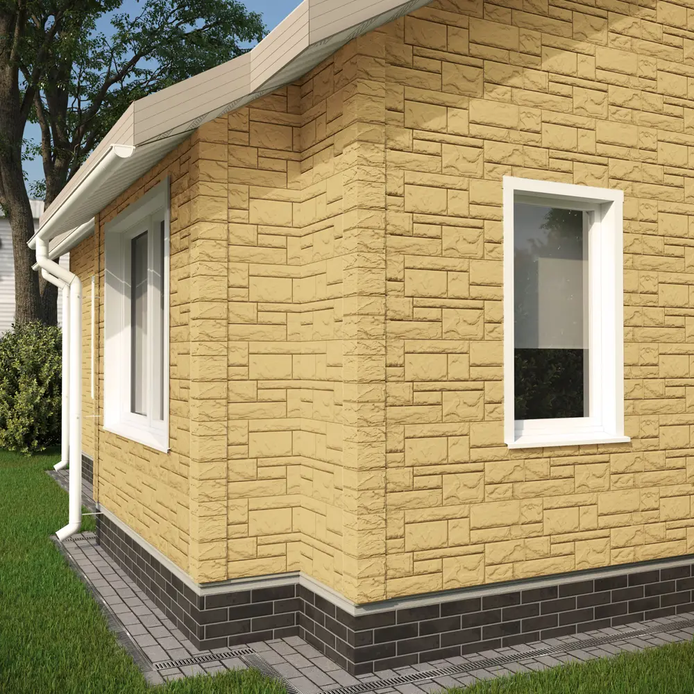 Фасадная панель Docke Камень крупный цвет жёлтый DÖCKE Dacha STLM-2204729 - Вид №3
