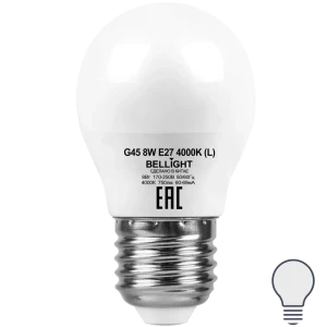 Лампа светодиодная Bellight E27 220-240 В 8 Вт шар малый матовая 750 лм нейтральный белый свет