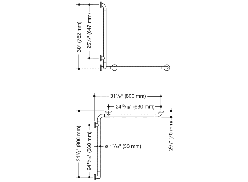 801.35BUS200 Душ, поручни для ванны (ада) HEWI USA Produkte  - Вид №1