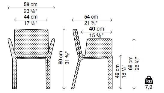 Мягкий тканевый стул с подлокотниками Kristalia Joko ARCH-00117803 - Вид №4