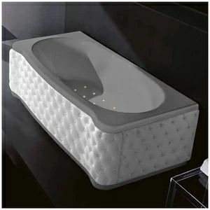 Ванна Gruppo treesse New Classic Young STA-V674C-SX-KB-SEZ серая с золотой фурнитурой с аэромассажем прямоугольная левая белая кожа