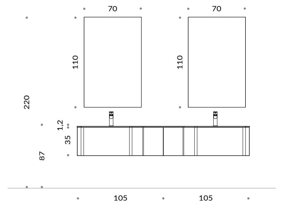 Двойной подвесной умывальник с ящиками Gruppo Geromin Str8 ARCH-00079466 - Вид №2