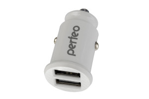 16105886 Автомобильное зарядное устройство с двумя разъемами USB 2x2.4А белый CAR 30012272 Perfeo