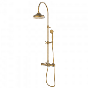 128199 PREMIUM Старый латунный душ термостатический с телескопической колонной Старая Латунь GRB MIXERS