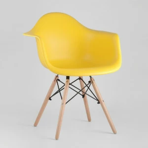 Кресло желтое пластиковое с деревянными ножками Eames W EAMES EAMES DAW 00-3881990 Желтый