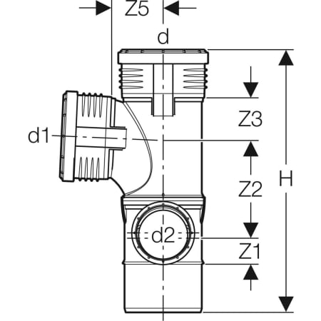 GEBERIT 390.462.14.1 Крестовина двухплоскостная комбинированная Geberit Silent-PP 87,5°, правая  - Вид №3